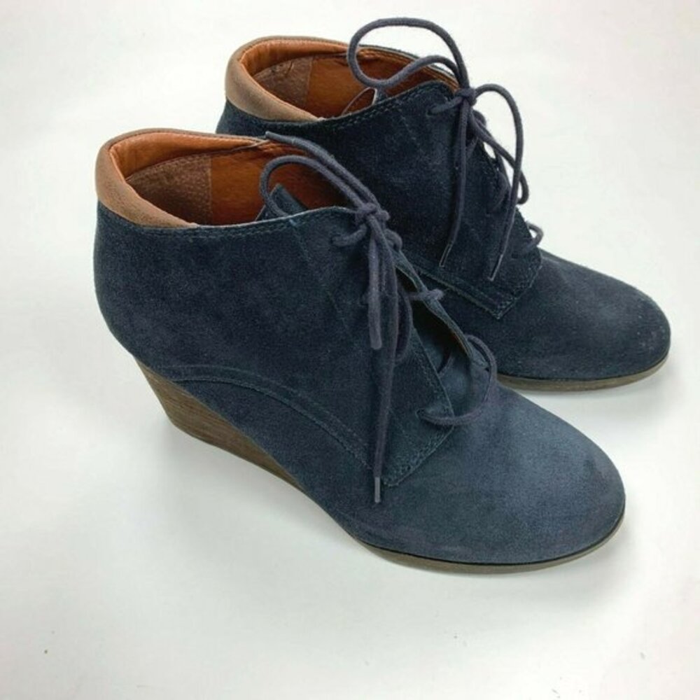 Lucky Brand Sumba Blue Suede Ankle Boot Leather
